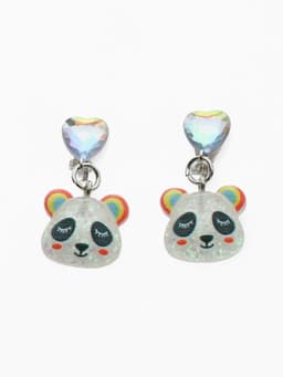 Серьги-клипсы детские «Выбражулька» панда с сердцем кристалл, цветные