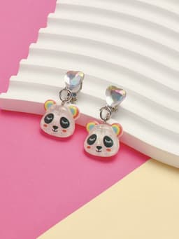 Серьги-клипсы детские «Выбражулька» панда с сердцем кристалл, цветные