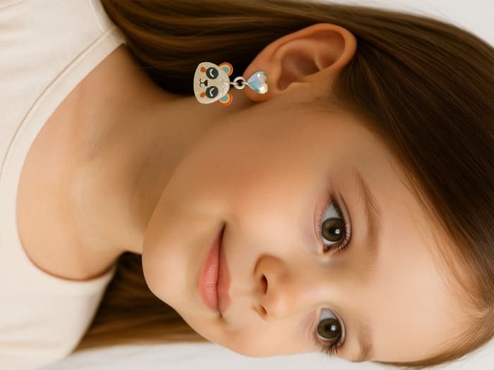 Серьги-клипсы детские «Выбражулька» панда с сердцем кристалл, цветные