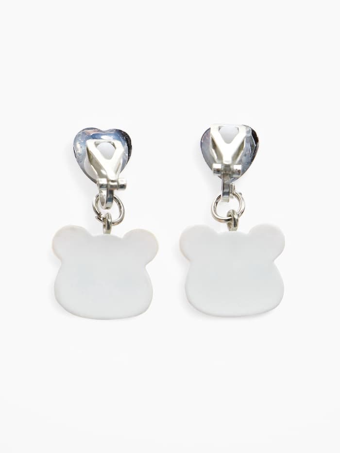 Серьги-клипсы детские «Выбражулька» панда с сердцем кристалл, цветные