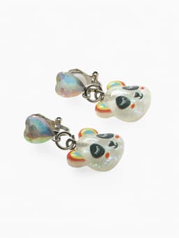 Серьги-клипсы детские «Выбражулька» панда с сердцем кристалл, цветные