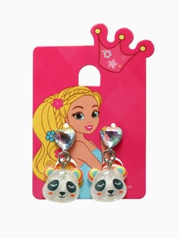 Серьги-клипсы детские «Выбражулька» панда с сердцем кристалл, цветные