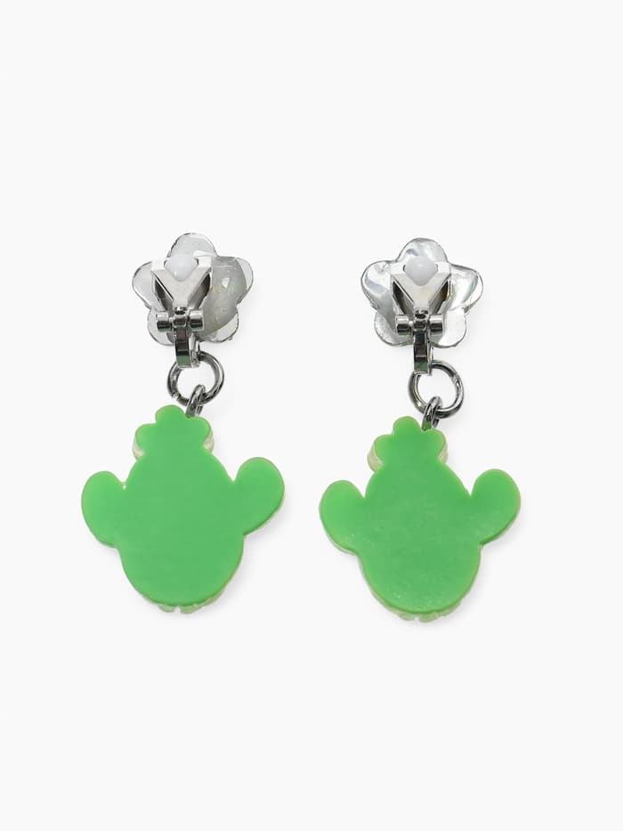 Серьги клипсы детские «Выбражулька. Кактус с звездой и кристалл», зелёные