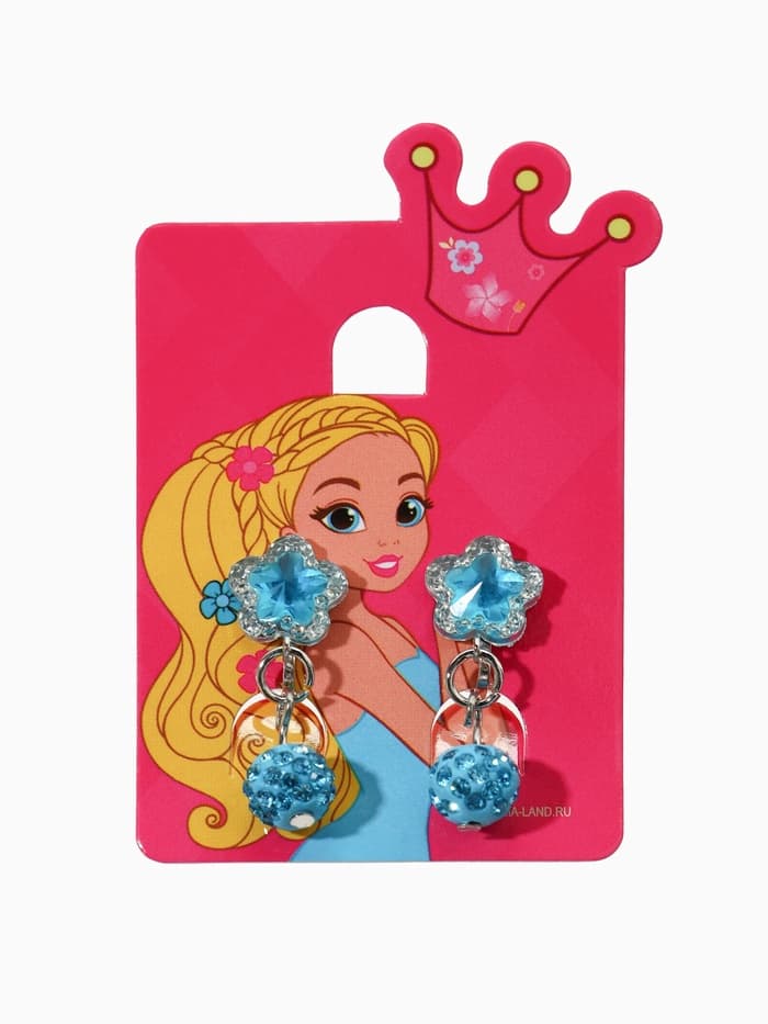 Серьги клипсы детские «Выбражулька. Шамбала и звездой кристалл», голубые