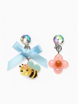 Серьги клипсы детские «Выбражулька. Пчела с бантом, цветок с кругом и кристалл», разноцветные