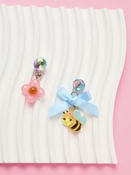 Серьги клипсы детские «Выбражулька. Пчела с бантом, цветок с кругом и кристалл», разноцветные