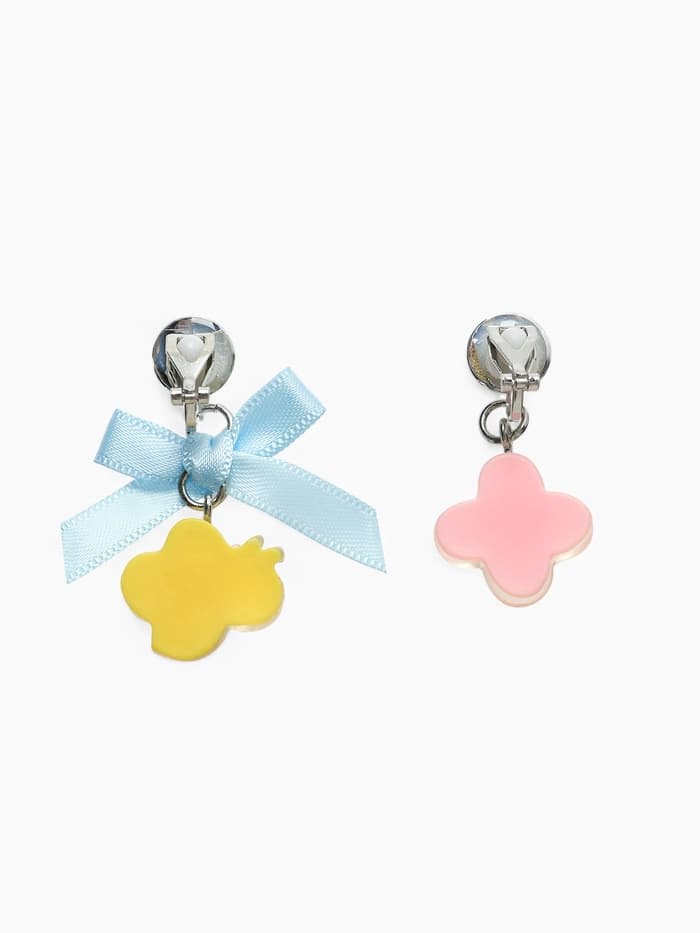 Серьги клипсы детские «Выбражулька. Пчела с бантом, цветок с кругом и кристалл», разноцветные