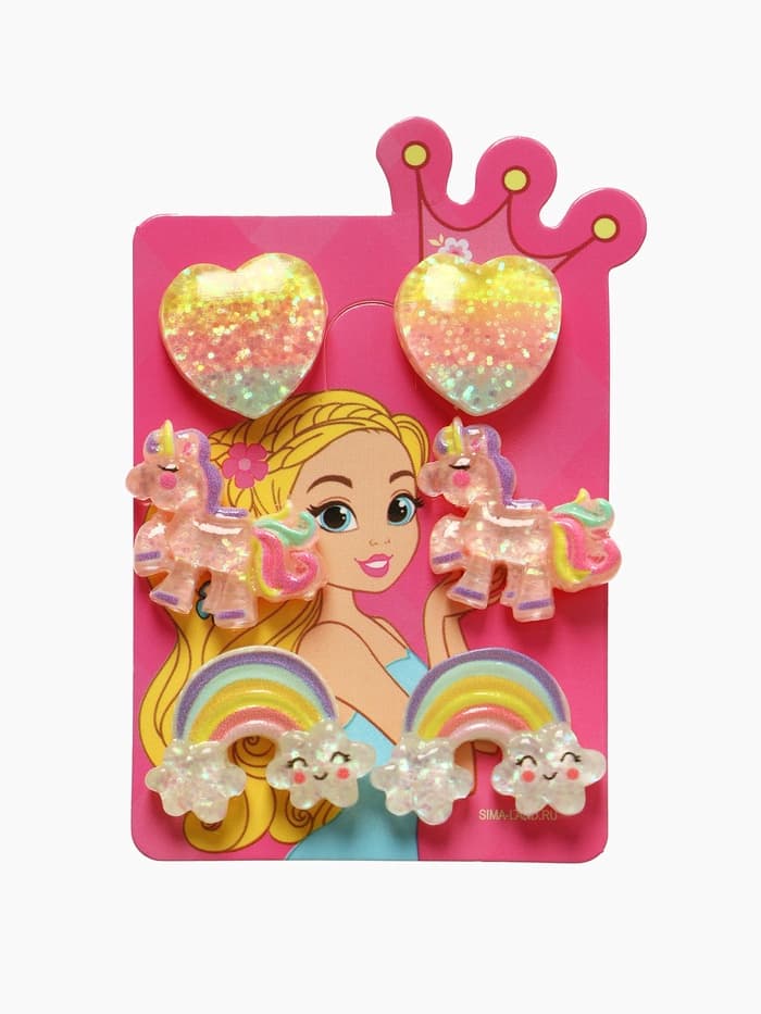 Серьги-клипсы детские на магните Выбражулька «Ассорти», 3 пары