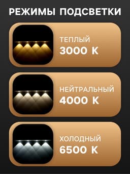 Светильник светодиодный с датчиком движения, 4 Вт, от аккумулятора, 50 см, 3000К-6500К, 3 свечения