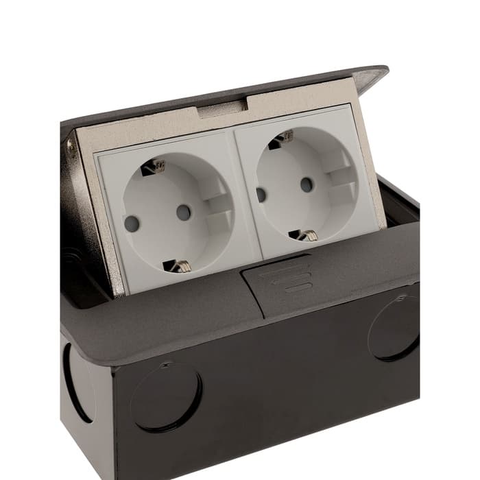 Розетка выдвижная, 16 А, двухместная, серая