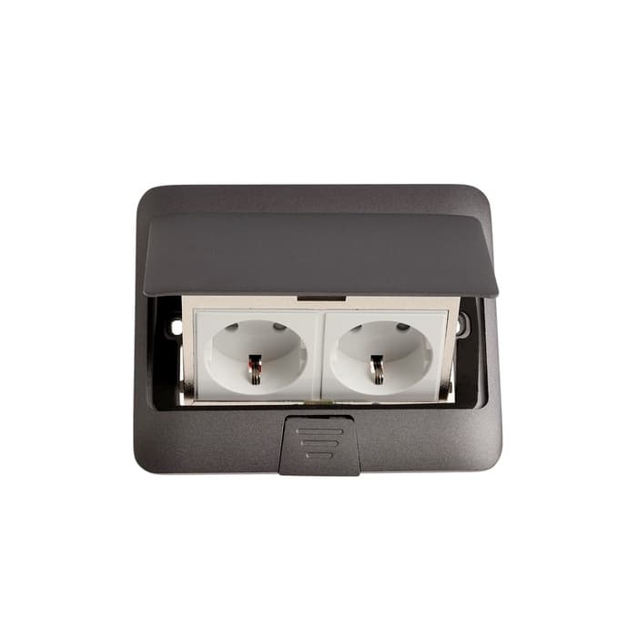 Розетка выдвижная, 16 А, двухместная, серая
