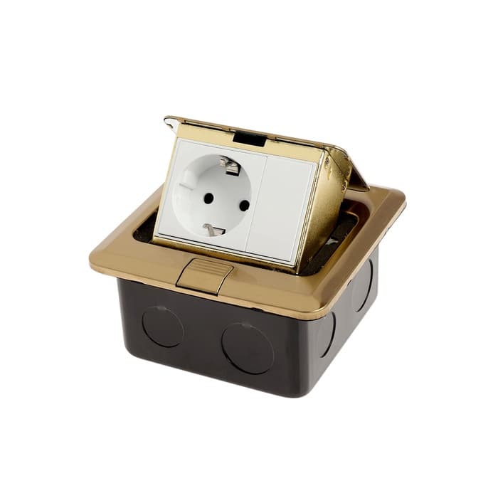 Розетка выдвижная, 16 А, одноместная, золотистая