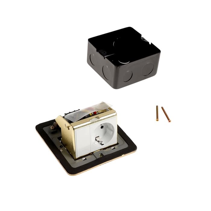 Розетка выдвижная, 16 А, одноместная, золотистая