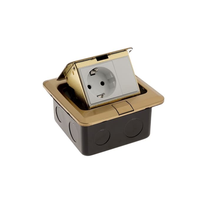 Розетка выдвижная, 16 А, одноместная, золотистая