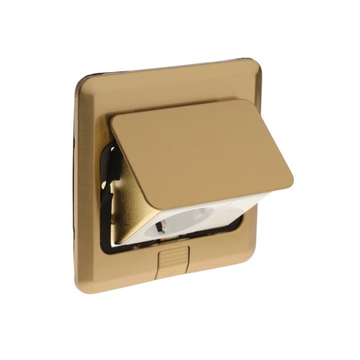 Розетка выдвижная, 16 А, одноместная, золотистая