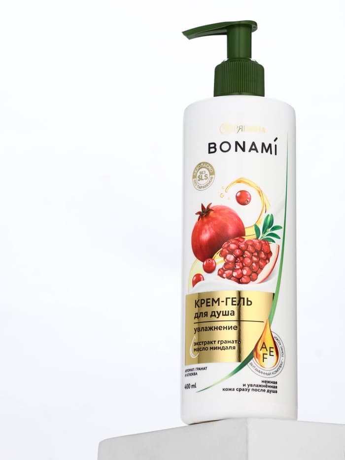 Крем-гель для душа «Гранат и клюква», нежность и увлажнение, 400 мл, BONAMI