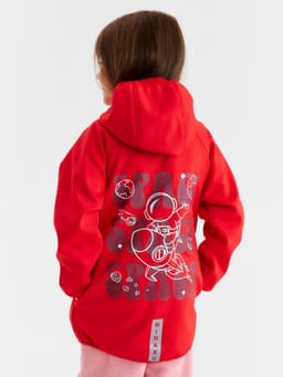 Ветровка детская с капюшоном MINAKU: SPACE, красная, рост 146 см