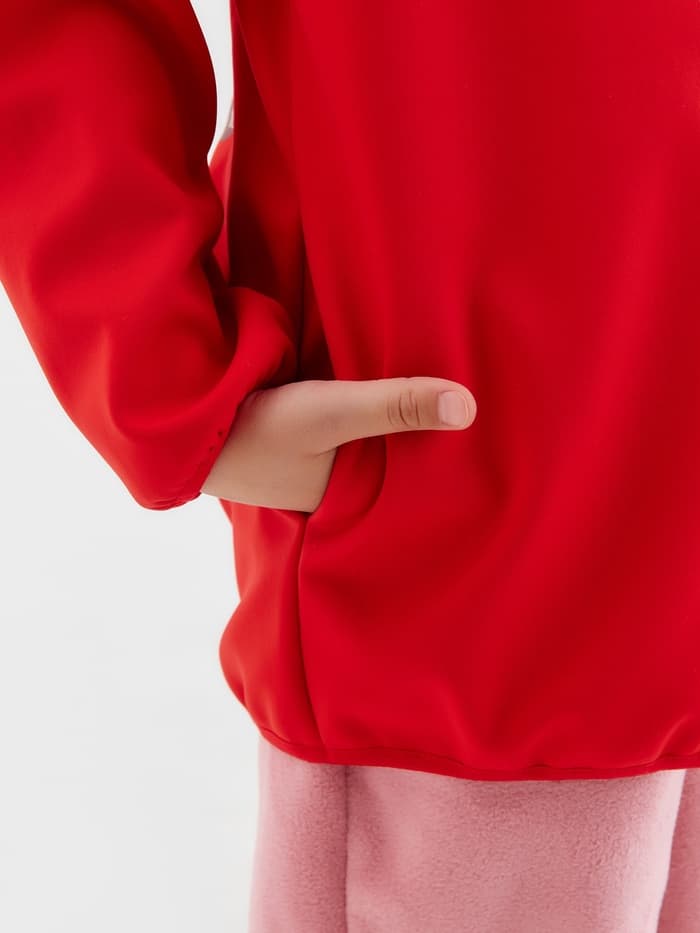 Ветровка детская с капюшоном MINAKU: SPACE, красная, рост 146 см