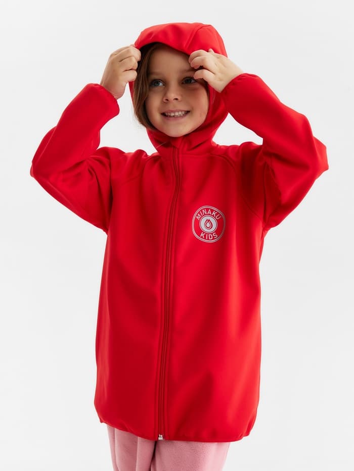 Ветровка детская с капюшоном MINAKU: SPACE, красная, рост 146 см