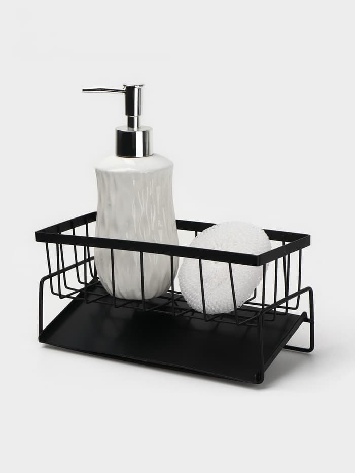Подставка для мыла и губки со сливом Stölz, чёрная