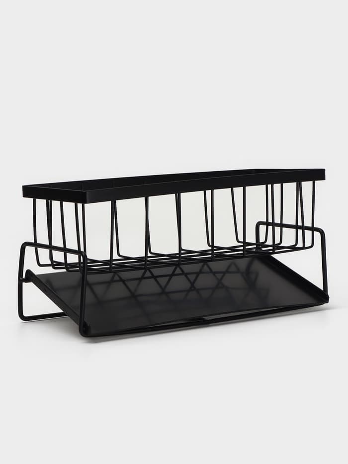 Подставка для мыла и губки со сливом Stölz, чёрная