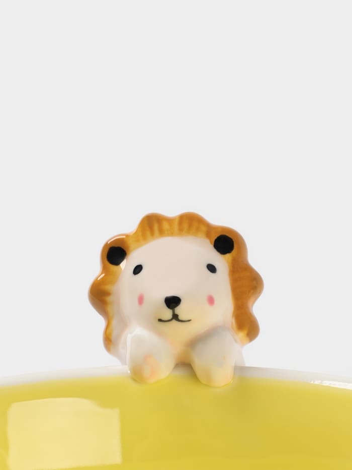 Набор детской посуды Доляна «Милый лев», 3 предмета: кружка 350 мл, супница 450 мл, тарелка, керамика, жёлтый