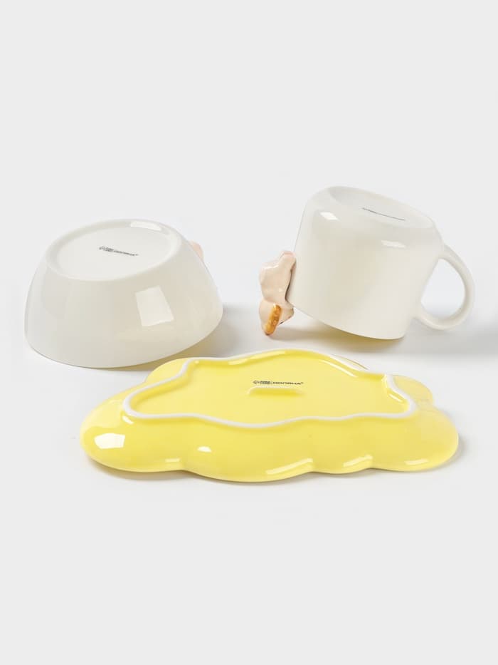 Набор детской посуды Доляна «Милый лев», 3 предмета: кружка 350 мл, супница 450 мл, тарелка, керамика, жёлтый