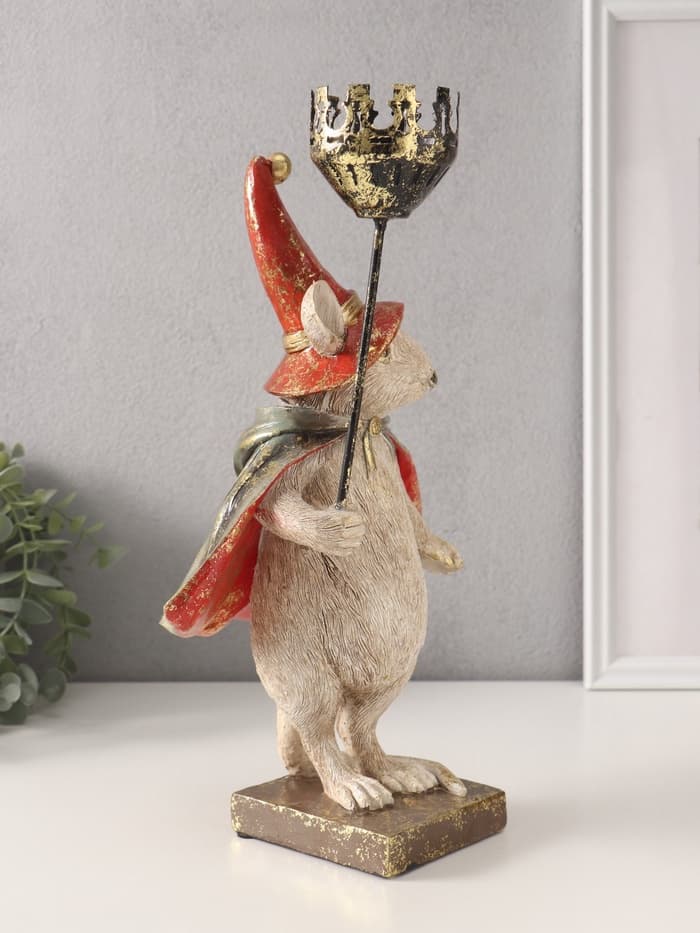 Фигурка - подсвечник полистоун «Мышонок-волшебник», 16×18.5×32 см