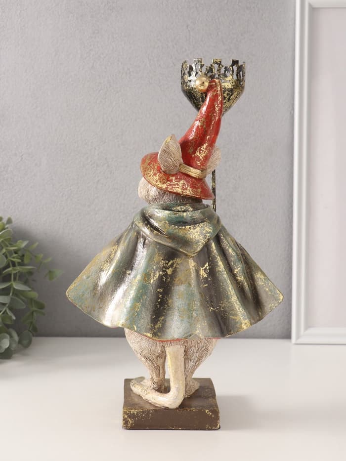 Фигурка - подсвечник полистоун «Мышонок-волшебник», 16×18.5×32 см