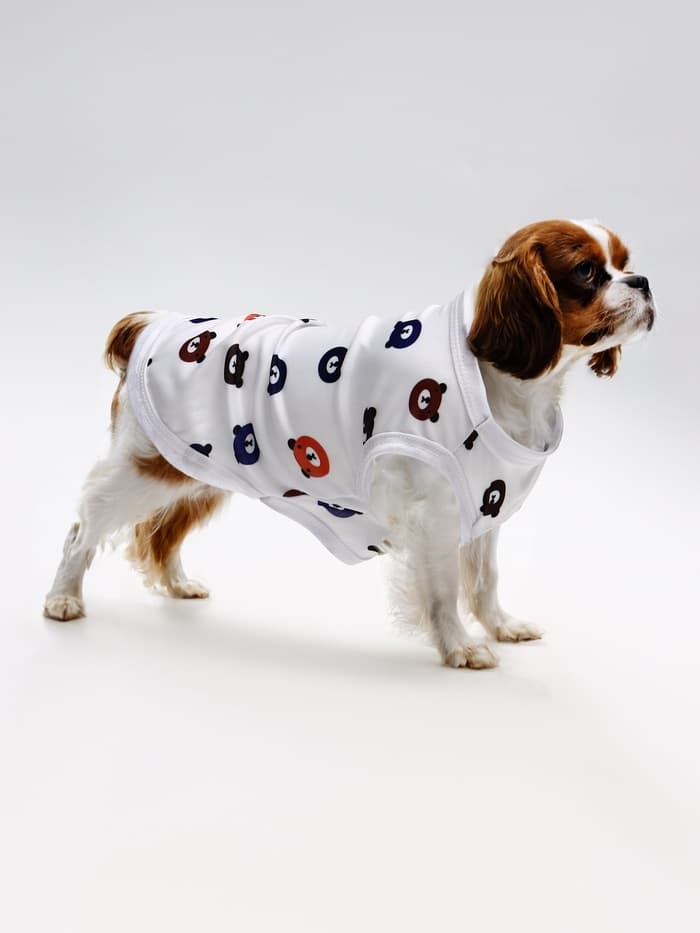 Футболка для животных «Мишка», M (ДС 30, ОГ 42 см), белая