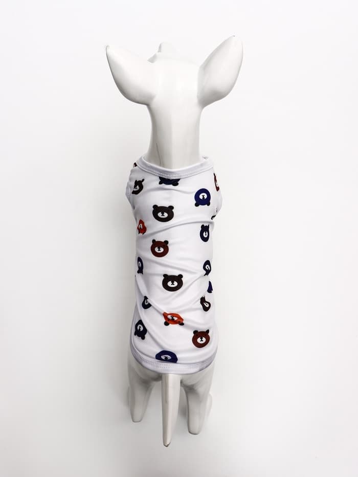 Футболка для животных «Мишка», M (ДС 30, ОГ 42 см), белая