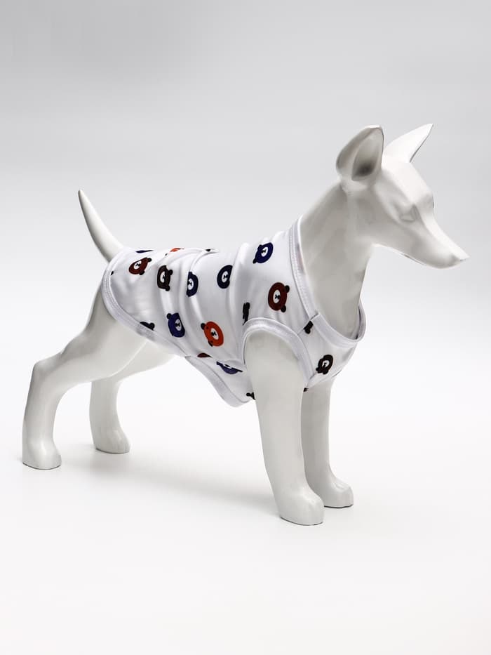 Футболка для животных «Мишка», S (ДС 25, ОГ 38 см), белая