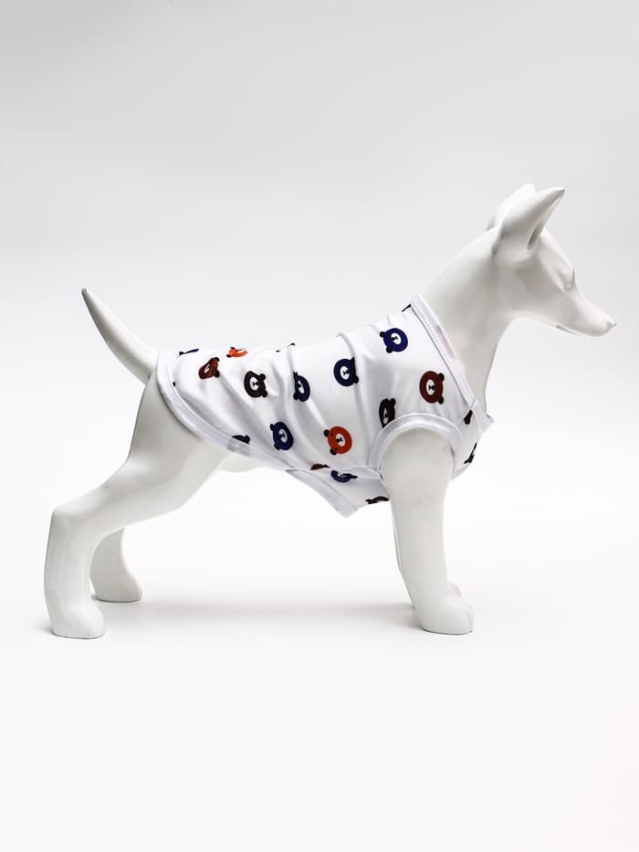 Футболка для животных «Мишка», S (ДС 25, ОГ 38 см), белая