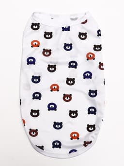 Футболка для животных «Мишка», S (ДС 25, ОГ 38 см), белая