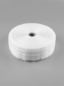 Шторная лента, фиксированная сборка, органза, 60 мм, 50±1 м, 2 шнура, белая