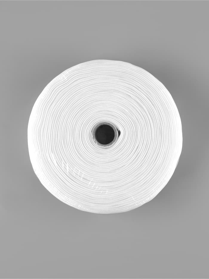 Шторная лента, фиксированная сборка, органза, 60 мм, 50±1 м, 2 шнура, белая