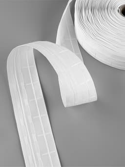 Шторная лента, фиксированная сборка, матовая, 60 мм, 50±1 м, 2 шнура, белая