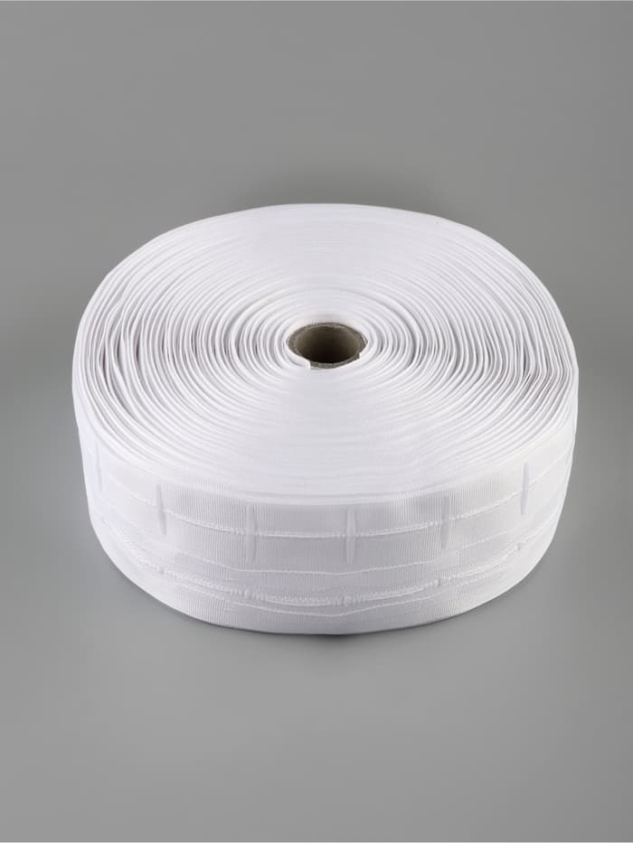 Шторная лента, фиксированная сборка, матовая, 60 мм, 50±1 м, 2 шнура, белая