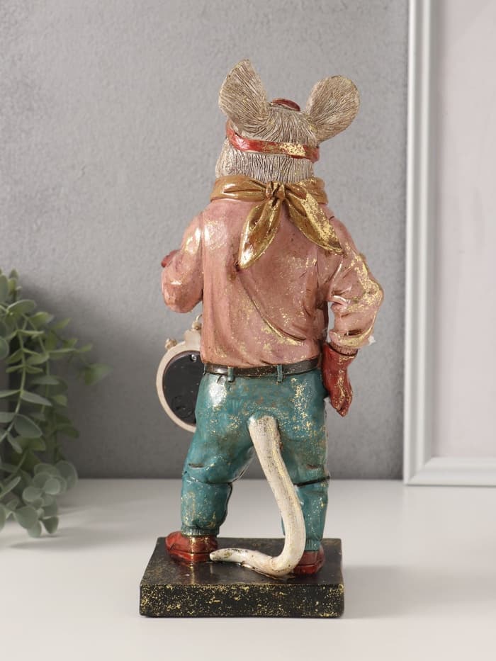 Фигурка - часы настольные полистоун «Мышонок-пилот», 10.5×12.5×27.5 см