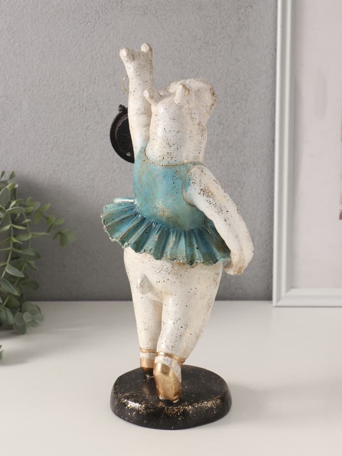Фигурка - часы настольные полистоун «Бегемот-балерина», 13.5×15×32.5 см