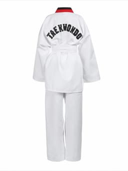 Кимоно для тхэквондо FIGHT EMPIRE, размер 150, детский, белый, чёрно-красный ворот