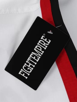 Кимоно для тхэквондо FIGHT EMPIRE, размер 150, детский, белый, чёрно-красный ворот