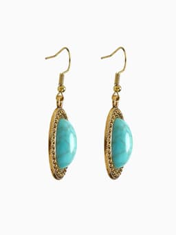 Серьги «Бирюзовый мир» круг, голубые в чернённом серебре