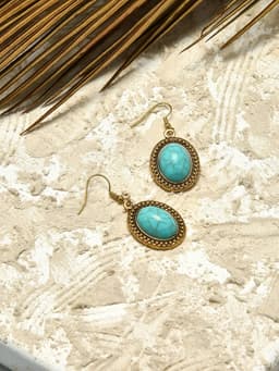 Серьги «Бирюзовый мир» круг, голубые в чернённом серебре