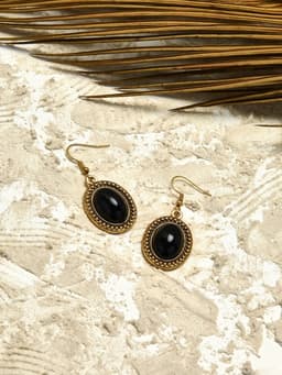 Серьги «Овал» винтаж, чёрные в чернённом золоте