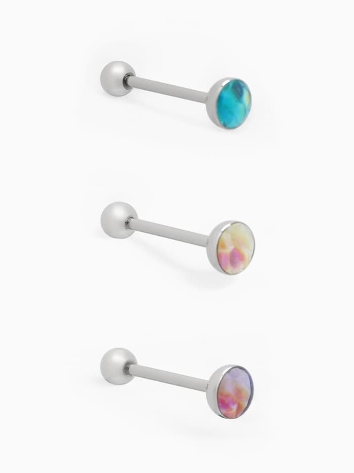 Пирсинг в язык «Штанга» чешуйка, L=2.5 см, МИКС в серебре