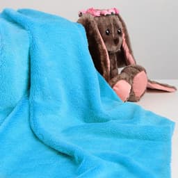 Ткань для рукоделия и шитья, мех коротковорсовой на трикотажной основе, ширина 155 см, голубая