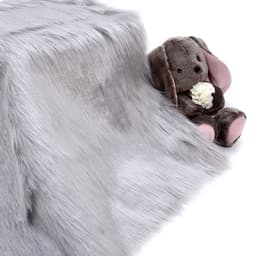 Ткань для рукоделия и шитья, мех длинноворсовой на трикотажной основе, ширина 155 см, светло-серая