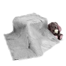 Ткань для рукоделия и шитья, мех длинноворсовой на трикотажной основе, ширина 155 см, светло-серая