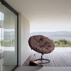 Кресло для отдыха CLOUDE HOME, 950×830(890)×950 мм, рогожка/металл, цвет коричневый